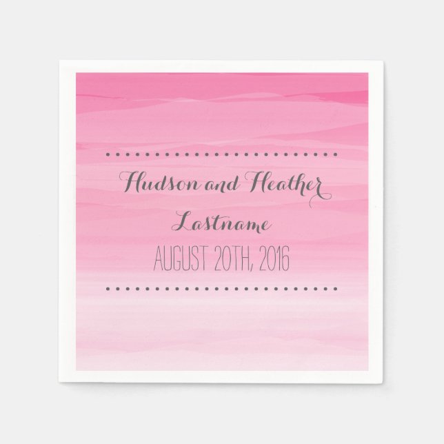 Hot Pink Ombre Wedding Napkins (Front)
