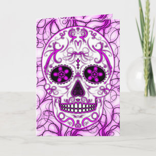 Hot Pink on Pink - Day of the Dead Sugar Skull Card