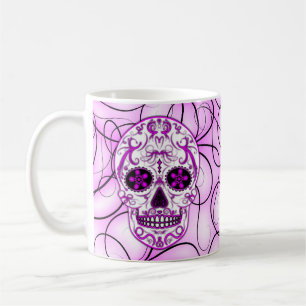 Hot Pink on Pink - Day of the Dead Sugar Skull Coffee Mug