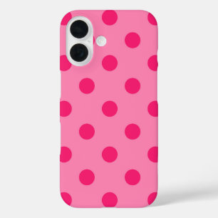 Hot Pink On Pink Polka Dots Pattern Design iPhone 16 Case