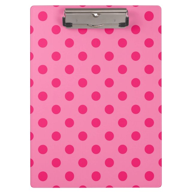 Hot Pink On Pink Polka Dots Pattern Design Clipboard (Front)