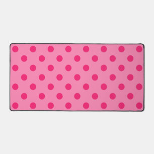 Hot Pink On Pink Polka Dots Pattern Design Desk Mat