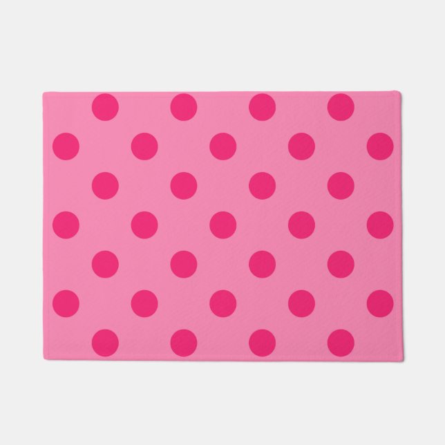 Hot Pink On Pink Polka Dots Pattern Design Doormat (Front)