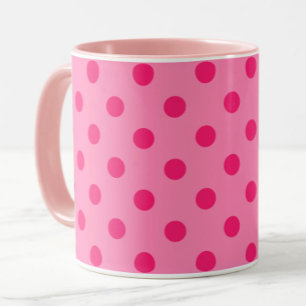 Hot Pink On Pink Polka Dots Pattern Design Mug