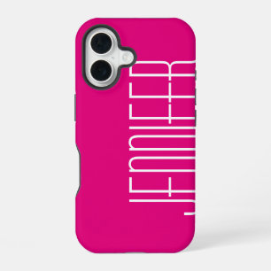 Hot Pink or CHOOSE YOUR COLOR, Minimalist, Name iPhone 16 Case