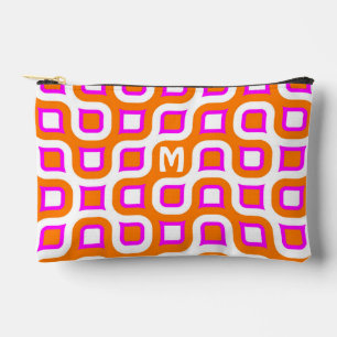 Hot Pink Orange Black White Midcentury Art Pattern Accessory Pouch
