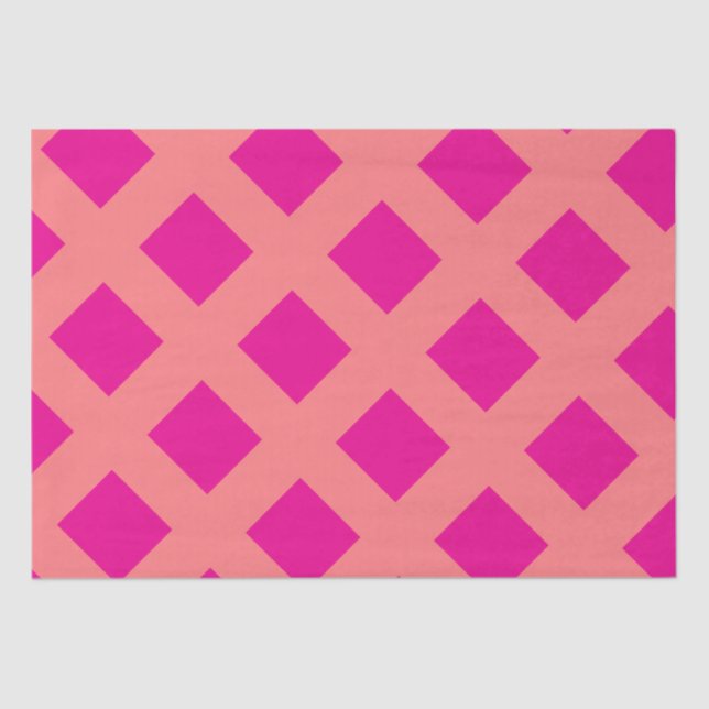 Hot Pink Orange Chequered Patterns Boho Colourful  Tissue Paper (Front)
