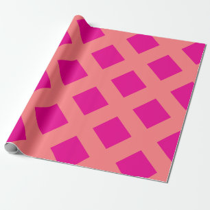 Hot Pink Orange Chequered Patterns Boho Colourful  Wrapping Paper