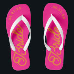 Hot Pink Orange Custom Bridal Wedding Flip Flops<br><div class="desc">These flip flops are perfect for the soon-to-be Mrs! Customise with your wedding date and wedding colours.</div>