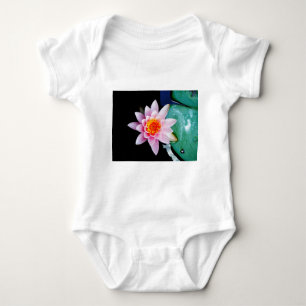 Hot Pink & orange lotus water lily flower Baby Bodysuit