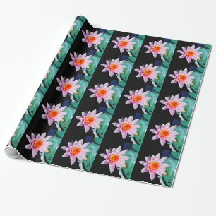 Hot Pink & orange lotus water lily flower Wrapping Paper