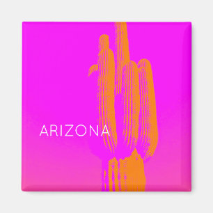 Hot Pink Orange Modern Cactus Art Custom TEXT Magnet