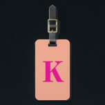 Hot Pink Orange Peach Monogram Name Gift 2025 Luggage Tag<br><div class="desc">Monogrammed initial and also personal details like name,  address,  phone number and email all of which you can edit. Designed with attractive pink orange background,  you can change the colour if you wish. Cool travel gift idea for her.</div>
