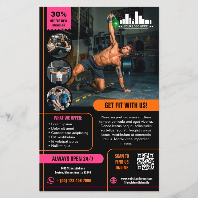 Hot Pink Orange Special Offer Marketing with Logo Flyer (Front)