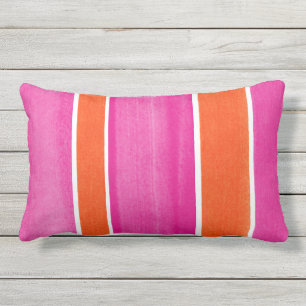 Hot Pink Orange Stripes Outdoor Cushion