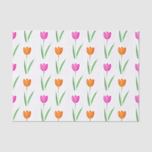 Hot Pink & Orange Watercolor Tulip Pattern    Tissue Paper