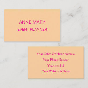 Hot Pink Orange Wedding Office Event Planner Business Card