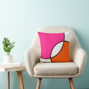 Hot Pink Orange White Circles Cushion