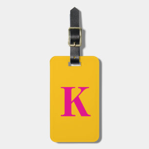 Hot Pink Orange Yellow Monogram Name Gift 2025 Luggage Tag