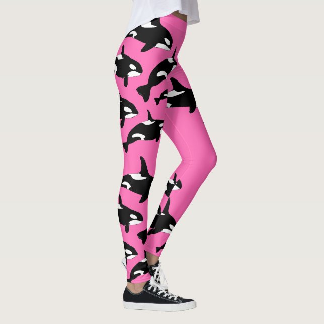 Hot Pink Orca Killer Whale Patterned Leggings (Right)