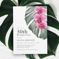Hot Pink Orchids on Monstera 30th Birthday Party