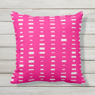 Hot Pink Outdoor Pillows - Block Stripe
