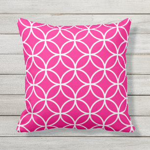Hot Pink Outdoor Pillows - Circle Trellis