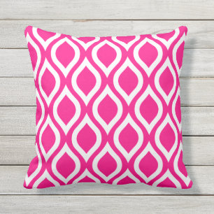 Hot Pink Outdoor Pillows - Tile Pattern