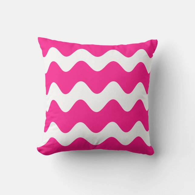 Hot Pink Outdoor Pillows - Wave Pattern (Front)