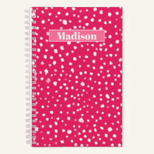Hot Pink Painted Smudge Dots Personalised Notebook