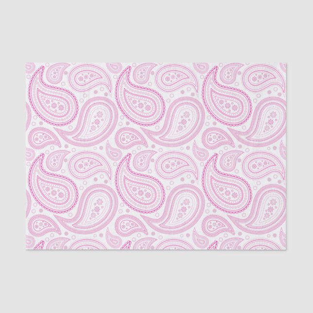 Hot Pink Paisley Pattern on White Tissue Paper (Front)