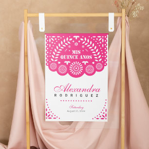 Hot Pink Papel Picado Mis Quince Años Poster