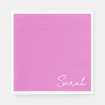 Hot pink paper napkin with name