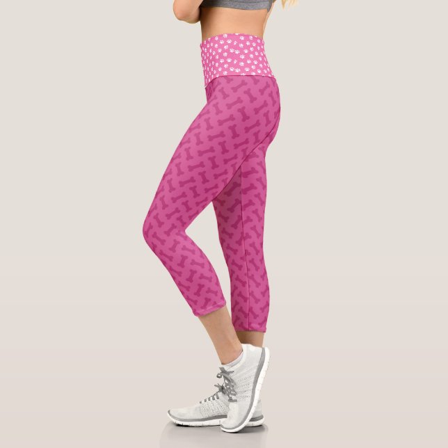 Hot Pink Paws and Bones Capri Leggings (Left)