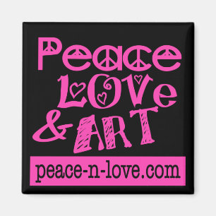 Hot Pink Peace, Love & Art Magnet