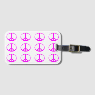 Hot Pink Peace Sign Luggage Tag