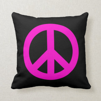 Hot Pink Peace Sign Throw Pillow