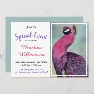 HOT PINK PEACOCK PARTY EVENT INVITE