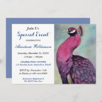 HOT PINK PEACOCK PARTY EVENT INVITE