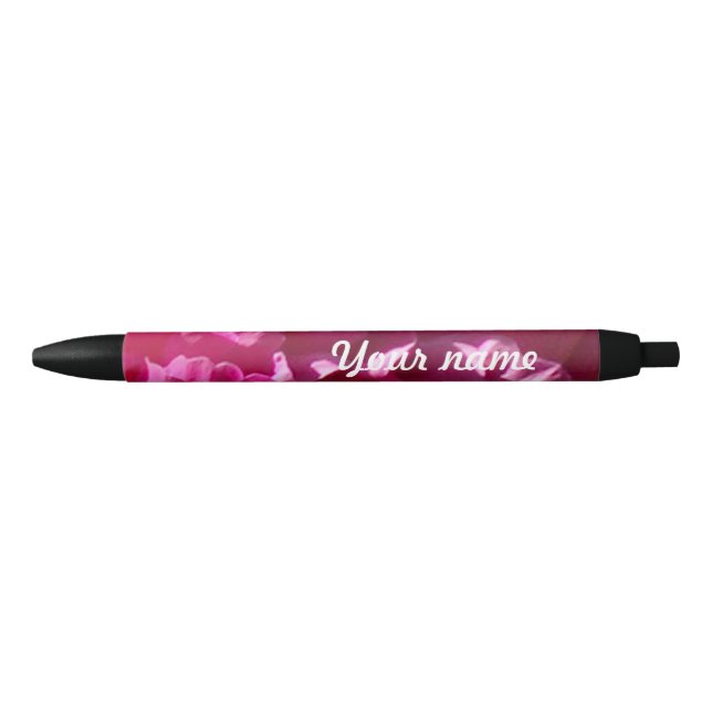 Hot pink peony flower black ink pen (Front)