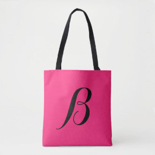 Hot Pink Personalised Initial  Tote Bag