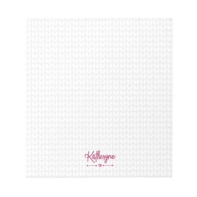 Hot Pink Personalised Knit Stitch Notepad (Front)