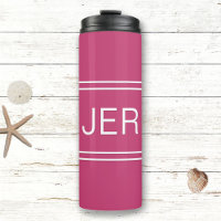Hot PInk Personalised Monogram Initials Drink