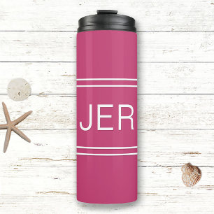 Hot PInk Personalised Monogram Initials Drink Thermal Tumbler