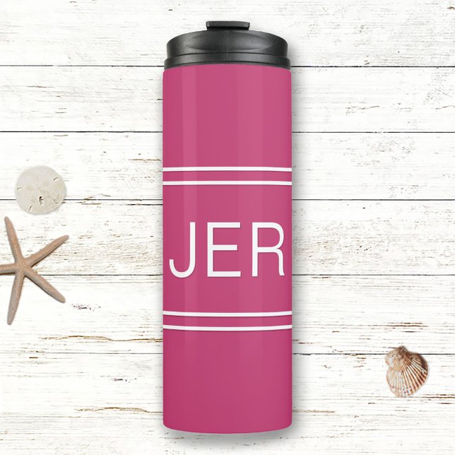 Hot PInk Personalised Monogram Initials Drink Thermal Tumbler (Creator Uploaded)