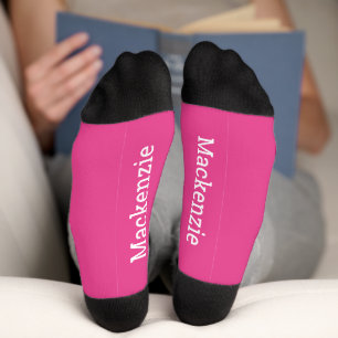 Hot Pink Personalised Name Monogram Bottom Socks
