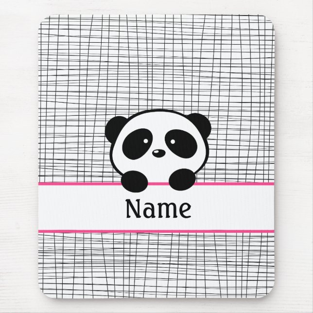 Hot Pink Personalised Panda Bear Mouse Pad (Front)
