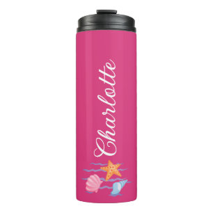 Hot Pink Personalised Seashells Thermal Tumbler