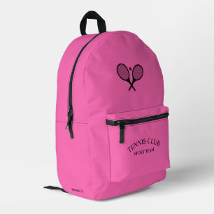Hot Pink Personalised Tennis Club Racket Printed Backpack