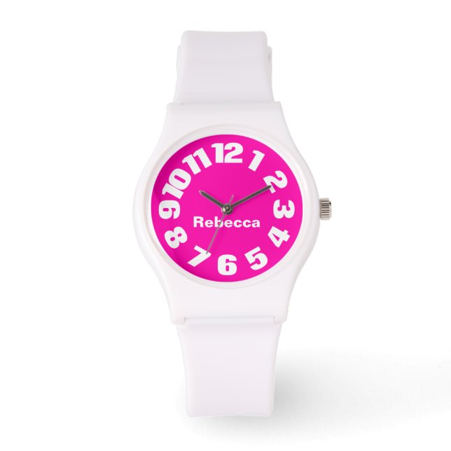 Hot Pink Personalised Women's Watch (Front)